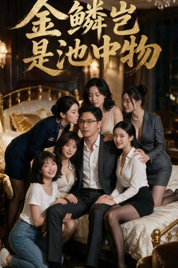 2048短剧封面：华丽房间中多人簇拥的商战情感海报